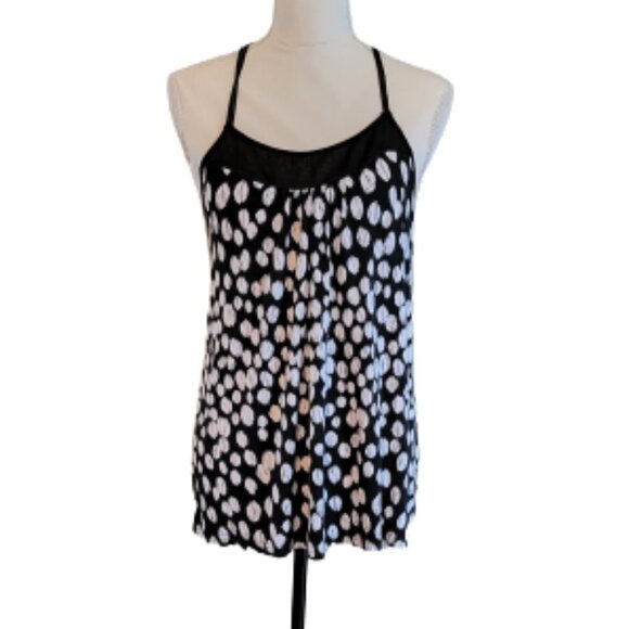 Guess Black & White Polka Dot Criss Cross Back Sleeveless Casual Top in Size M - Picture 2 of 5